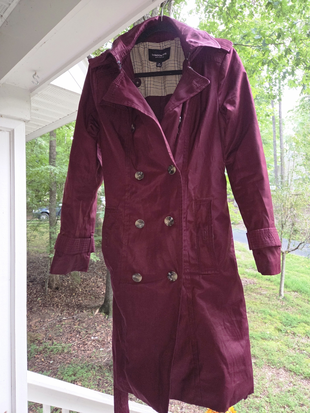 London Fog Women's Plum Double-Breasted Trench Coat
